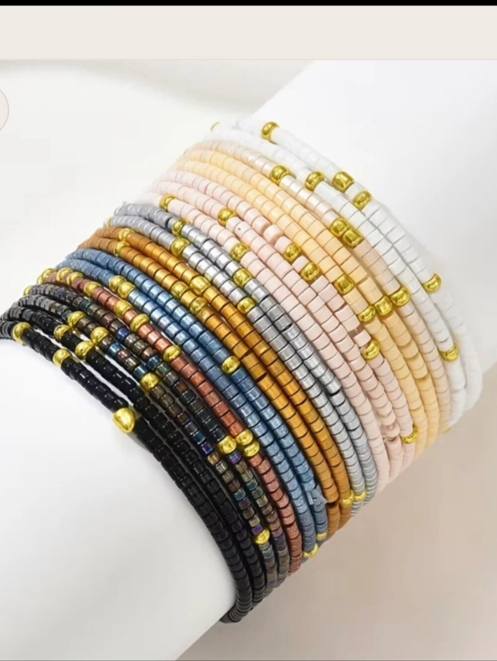 Boho Neutral Seed Braclet Stack